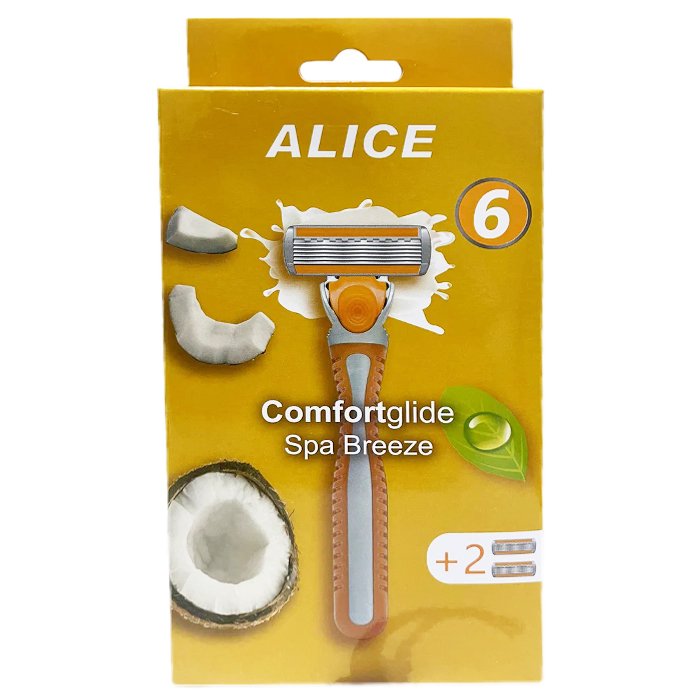 alice-cofortglide-spa-breeze-2-blades-as-02 اليس ماكينة علبة أصفر – 6 شفرات + 2 غيار - الصورة 1